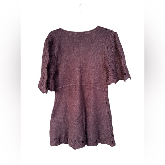 Moda International Women Sweater Shirt Top Blouse Size Large Burgundy Y2K - Picture 4 of 4